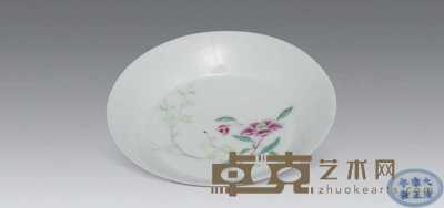 清雍正 胭脂水釉粉彩折枝花卉纹小盘 高9cm